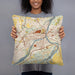 Person holding 18x18 Custom Easton Pennsylvania Map Throw Pillow in Woodblock