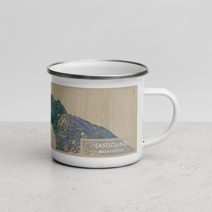 Right View Custom Eastsound Washington Map Enamel Mug in Afternoon