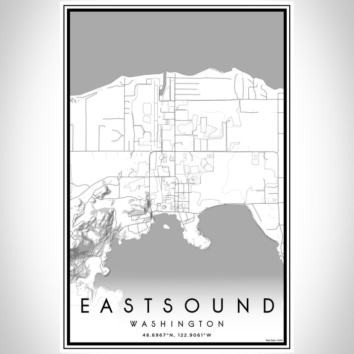 Eastsound Washington Map Print Portrait Orientation in Classic Style With Shaded Background