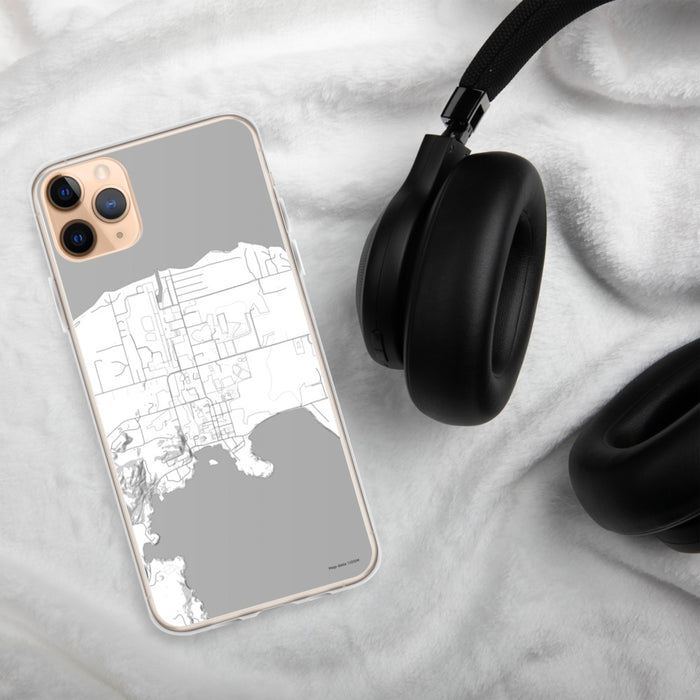 Custom Eastsound Washington Map Phone Case in Classic on Table with Black Headphones