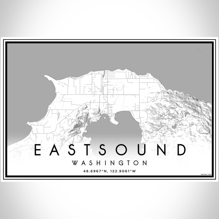 Eastsound Washington Map Print Landscape Orientation in Classic Style With Shaded Background