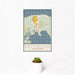 12x18 Eastsound Washington Map Print Portrait Orientation in Woodblock Style With Small Cactus Plant in White Planter