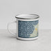 Left View Custom Eastsound Washington Map Enamel Mug in Woodblock