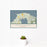 12x18 Eastsound Washington Map Print Landscape Orientation in Woodblock Style With Small Cactus Plant in White Planter