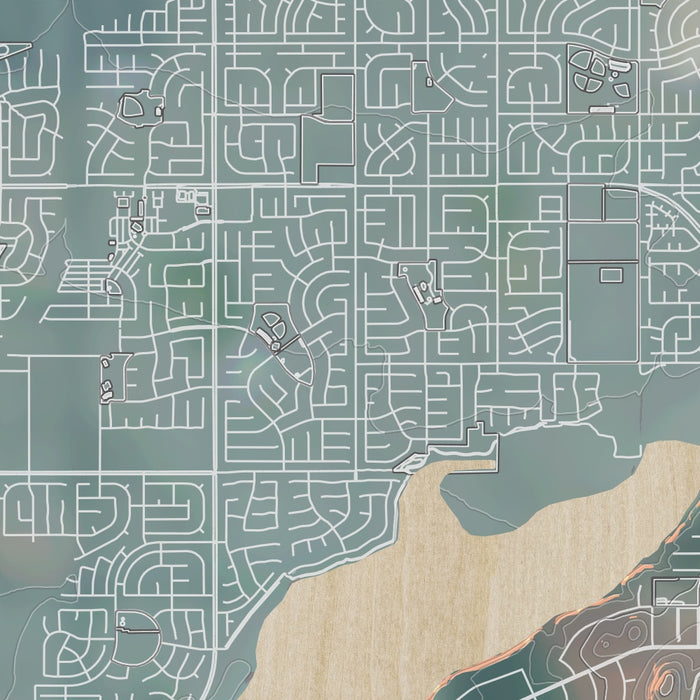 Eastvale California Map Print in Afternoon Style Zoomed In Close Up Showing Details