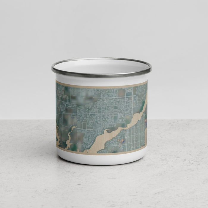 Front View Custom Eastvale California Map Enamel Mug in Afternoon