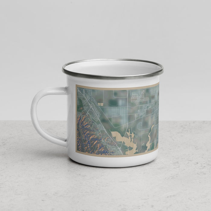 Left View Custom Eastvale California Map Enamel Mug in Afternoon