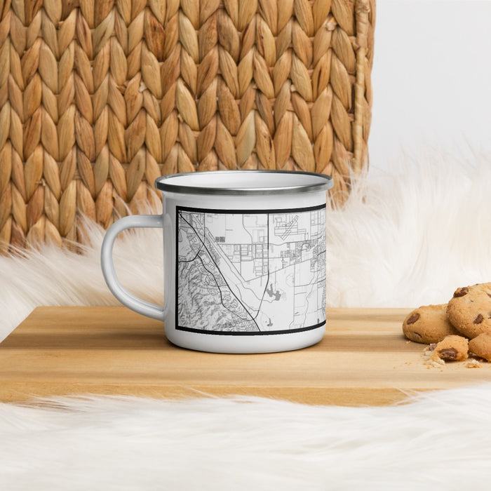 Left View Custom Eastvale California Map Enamel Mug in Classic on Table Top