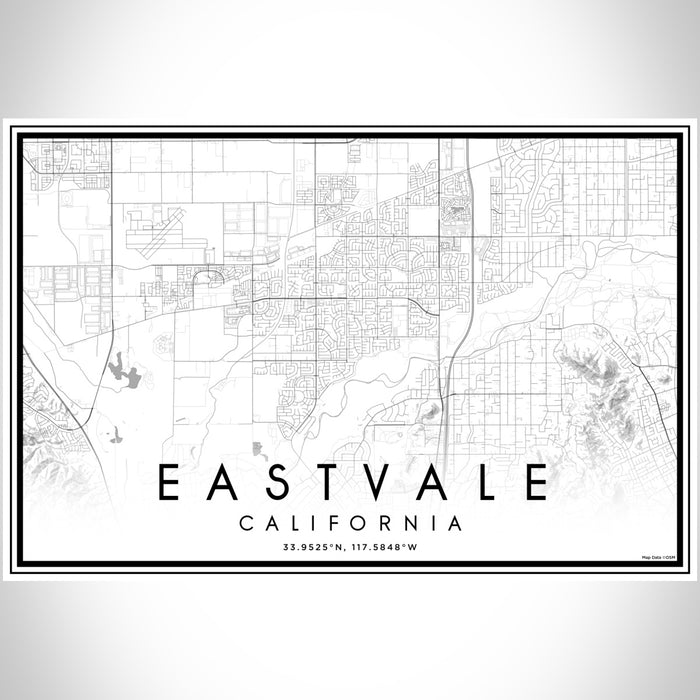 Eastvale California Map Print Landscape Orientation in Classic Style With Shaded Background