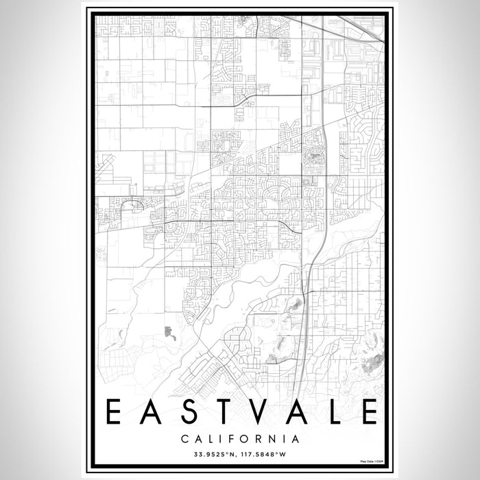 Eastvale California Map Print Portrait Orientation in Classic Style With Shaded Background