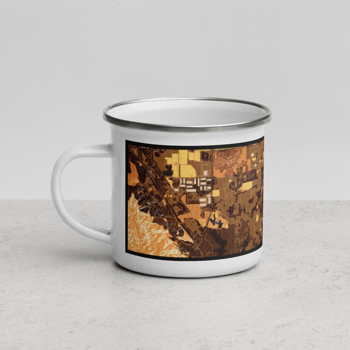 Left View Custom Eastvale California Map Enamel Mug in Ember