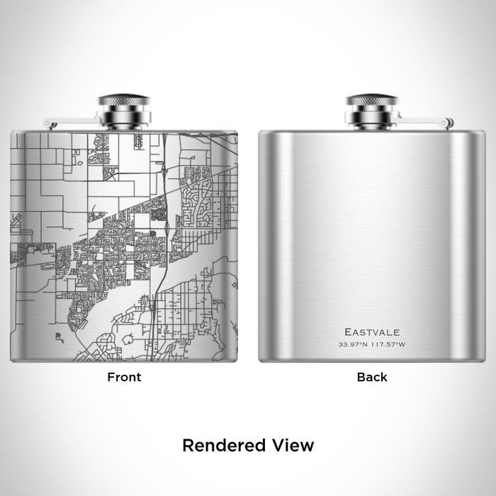 Rendered View of Eastvale California Map Engraving on 6oz Stainless Steel Flask