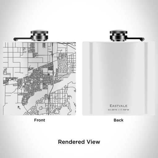 Rendered View of Eastvale California Map Engraving on 6oz Stainless Steel Flask in White