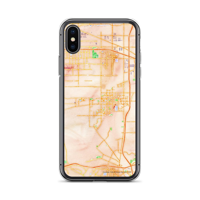 Custom iPhone X/XS Eastvale California Map Phone Case in Watercolor