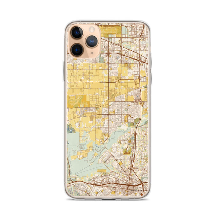 Custom iPhone 11 Pro Max Eastvale California Map Phone Case in Woodblock