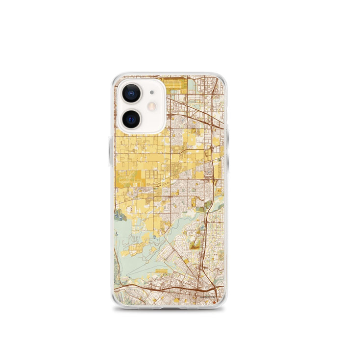 Custom iPhone 12 mini Eastvale California Map Phone Case in Woodblock