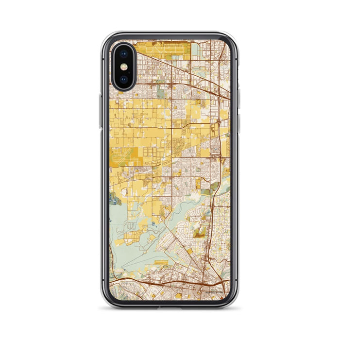 Custom iPhone X/XS Eastvale California Map Phone Case in Woodblock