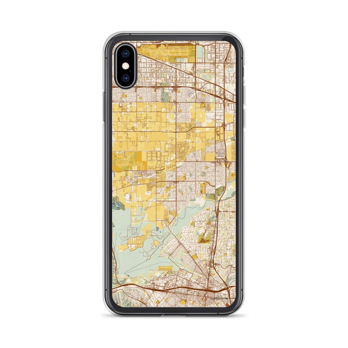 Custom iPhone XS Max Eastvale California Map Phone Case in Woodblock