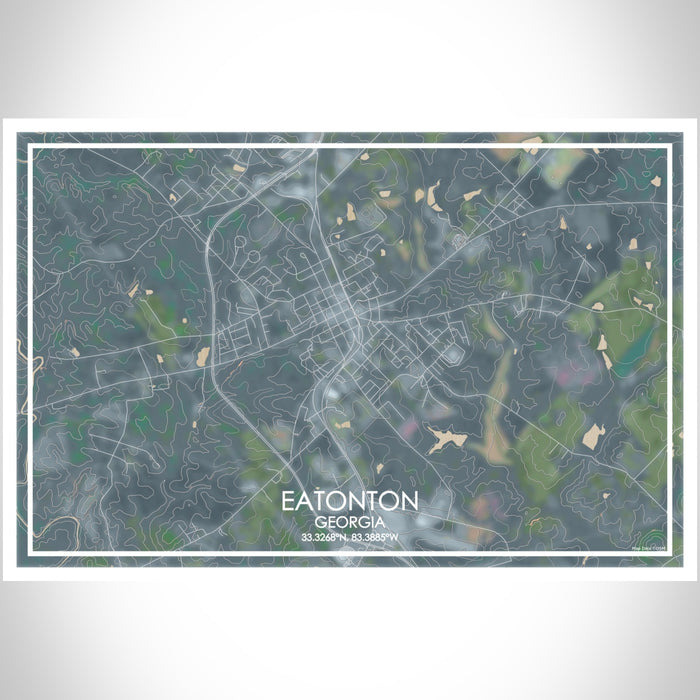 Eatonton Georgia Map Print Landscape Orientation in Afternoon Style With Shaded Background