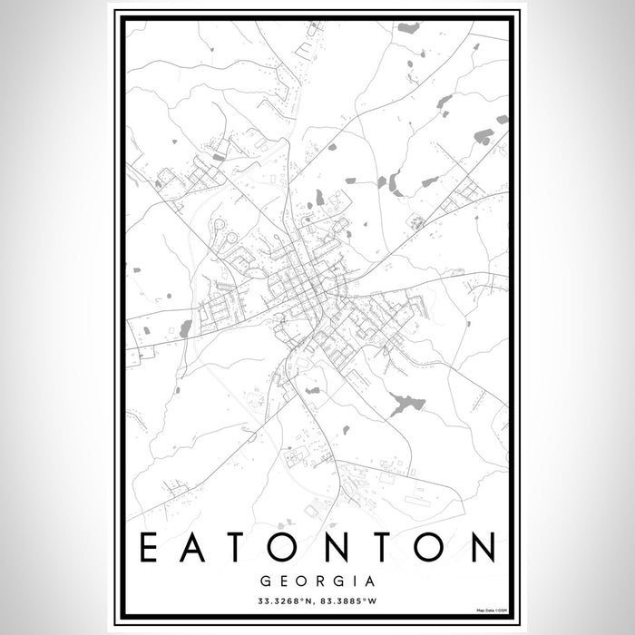 Eatonton Georgia Map Print Portrait Orientation in Classic Style With Shaded Background
