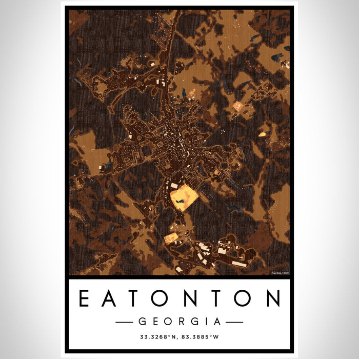 Eatonton Georgia Map Print Portrait Orientation in Ember Style With Shaded Background