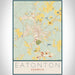 Eatonton Georgia Map Print Portrait Orientation in Woodblock Style With Shaded Background