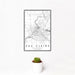 12x18 Eau Claire Wisconsin Map Print Portrait Orientation in Classic Style With Small Cactus Plant in White Planter