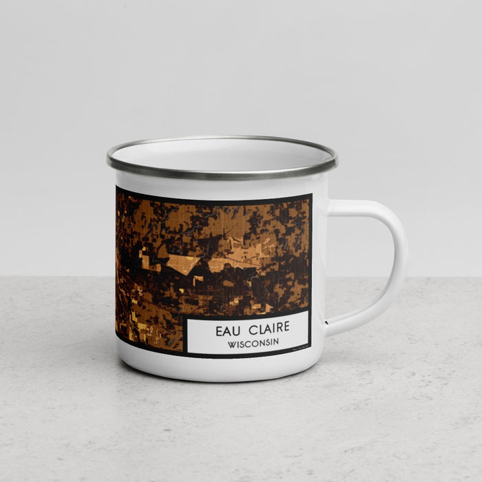 Right View Custom Eau Claire Wisconsin Map Enamel Mug in Ember