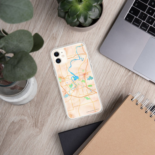 Custom Eau Claire Wisconsin Map Phone Case in Watercolor
