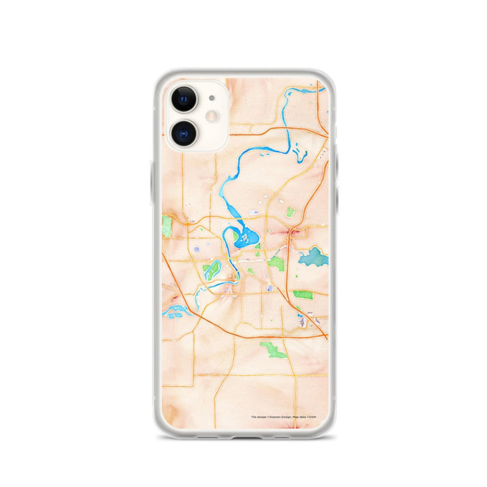 Custom Eau Claire Wisconsin Map Phone Case in Watercolor