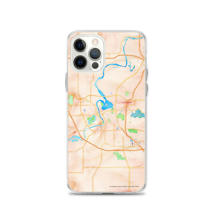 Custom Eau Claire Wisconsin Map iPhone 12 Pro Phone Case in Watercolor