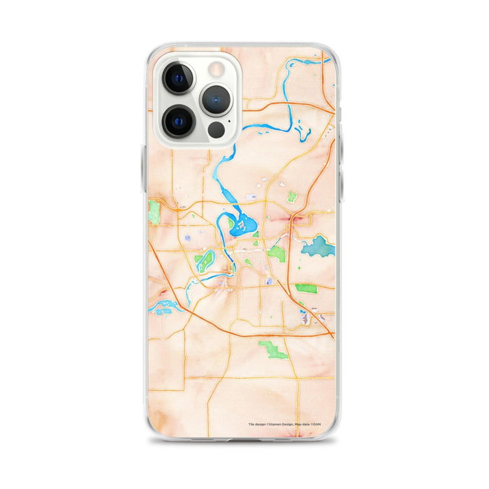 Custom Eau Claire Wisconsin Map iPhone 12 Pro Max Phone Case in Watercolor