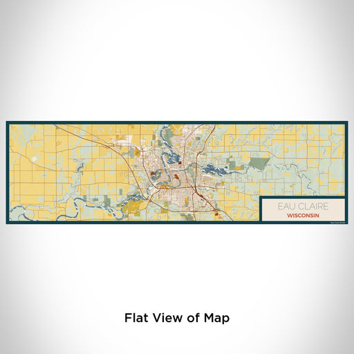 Flat View of Map Custom Eau Claire Wisconsin Map Enamel Mug in Woodblock