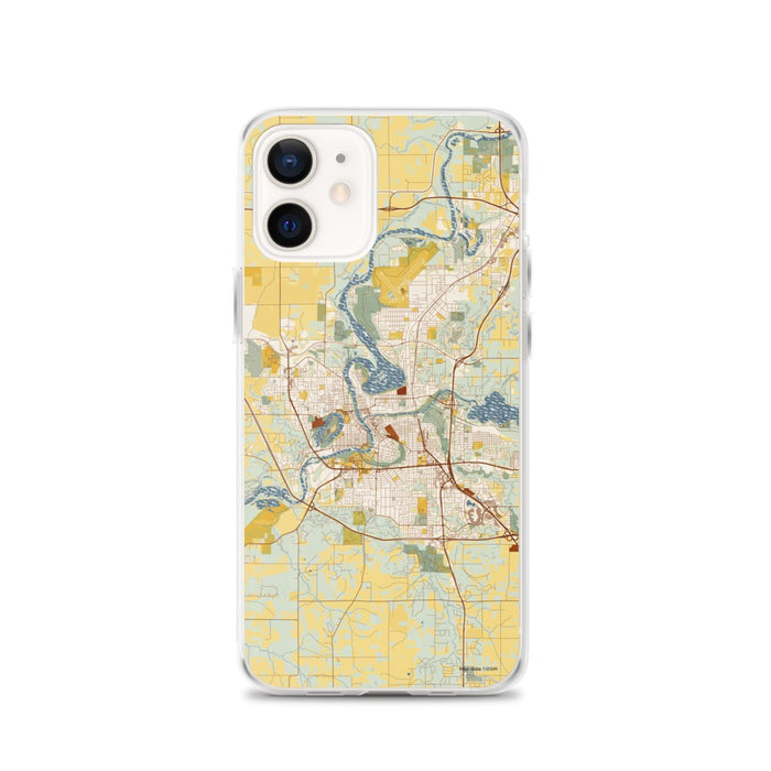 Custom Eau Claire Wisconsin Map iPhone 12 Phone Case in Woodblock