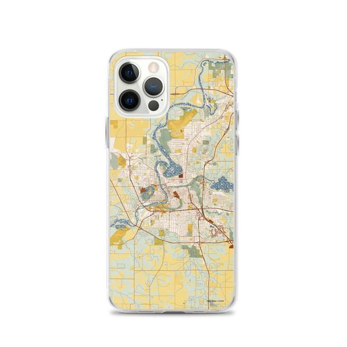 Custom Eau Claire Wisconsin Map iPhone 12 Pro Phone Case in Woodblock