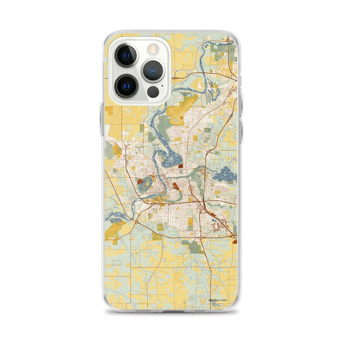 Custom Eau Claire Wisconsin Map iPhone 12 Pro Max Phone Case in Woodblock