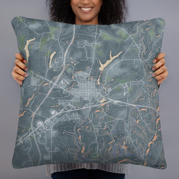Person holding 22x22 Custom Ebensburg Pennsylvania Map Throw Pillow in Afternoon