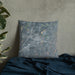 Custom Ebensburg Pennsylvania Map Throw Pillow in Afternoon on Bedding Against Wall
