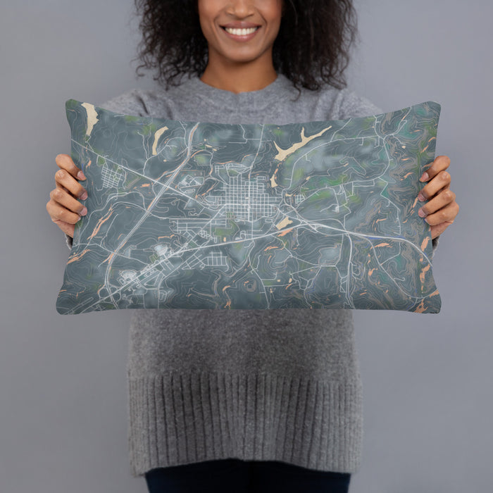 Person holding 20x12 Custom Ebensburg Pennsylvania Map Throw Pillow in Afternoon