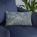 Custom Ebensburg Pennsylvania Map Throw Pillow in Afternoon on Blue Colored Chair