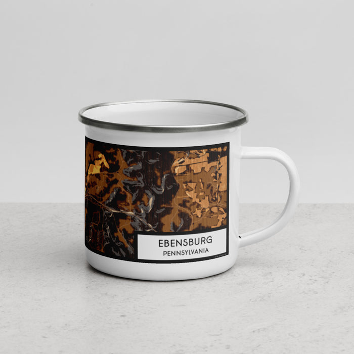 Right View Custom Ebensburg Pennsylvania Map Enamel Mug in Ember