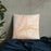 Custom Ebensburg Pennsylvania Map Throw Pillow in Watercolor on Bedding Against Wall