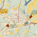 Ebensburg Pennsylvania Map Print in Woodblock Style Zoomed In Close Up Showing Details