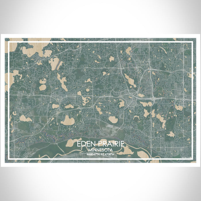 Eden Prairie Minnesota Map Print Landscape Orientation in Afternoon Style With Shaded Background