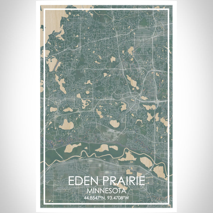 Eden Prairie Minnesota Map Print Portrait Orientation in Afternoon Style With Shaded Background