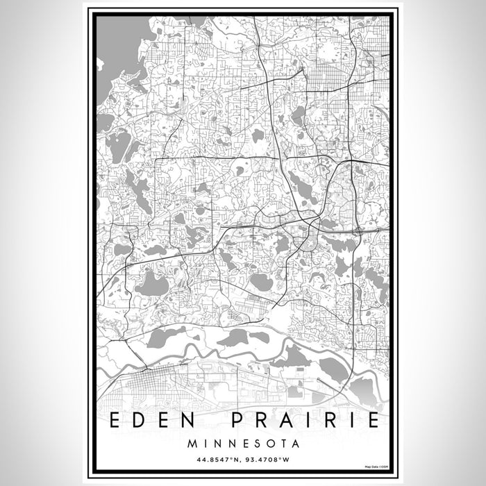 Eden Prairie Minnesota Map Print Portrait Orientation in Classic Style With Shaded Background
