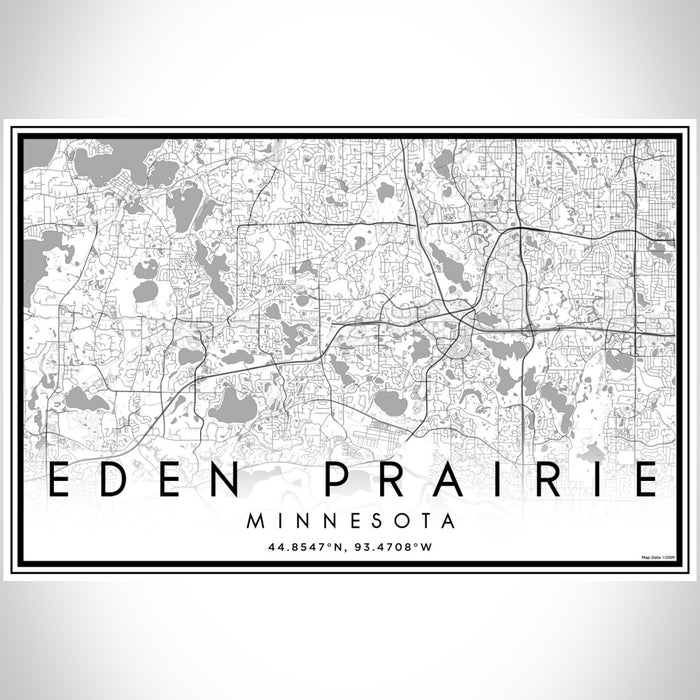 Eden Prairie Minnesota Map Print Landscape Orientation in Classic Style With Shaded Background