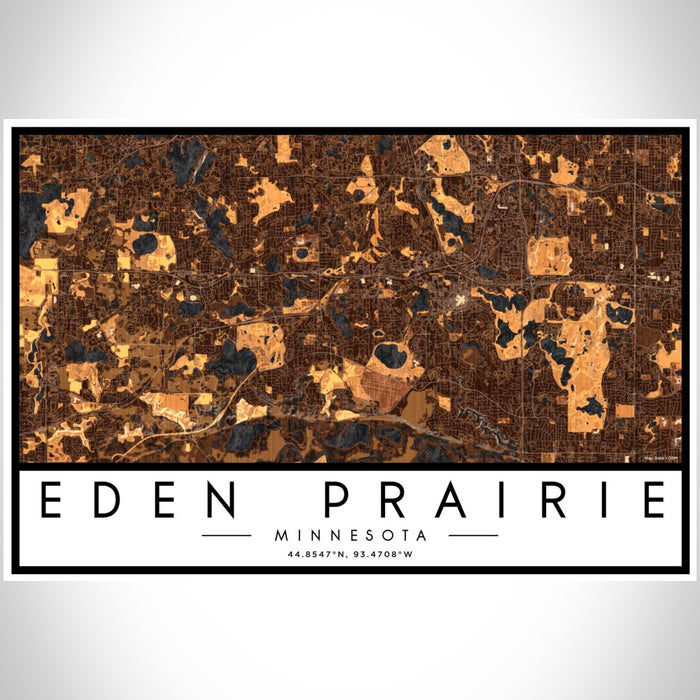 Eden Prairie Minnesota Map Print Landscape Orientation in Ember Style With Shaded Background