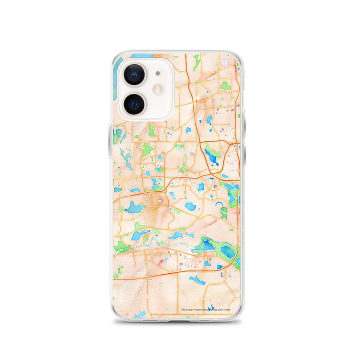 Custom Eden Prairie Minnesota Map iPhone 12 Phone Case in Watercolor