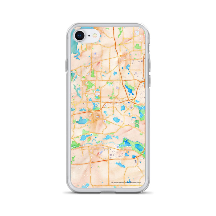 Custom Eden Prairie Minnesota Map iPhone SE Phone Case in Watercolor